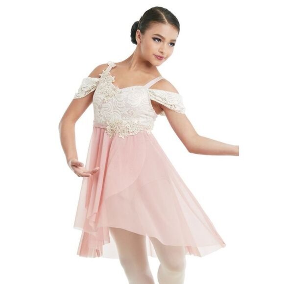 Weissman Dance Costume 10935 Contemporary Green Cream Lace Size Adult Medium - Picture 4 of 5